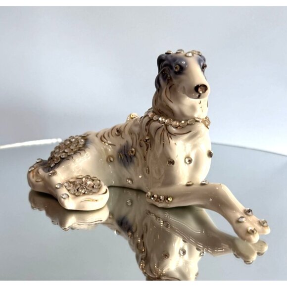 Vintage Art-Shaw Japan Borzoi Dog Figurine Rhinestone Glam Mid Century Ceramic - Picture 1 of 8